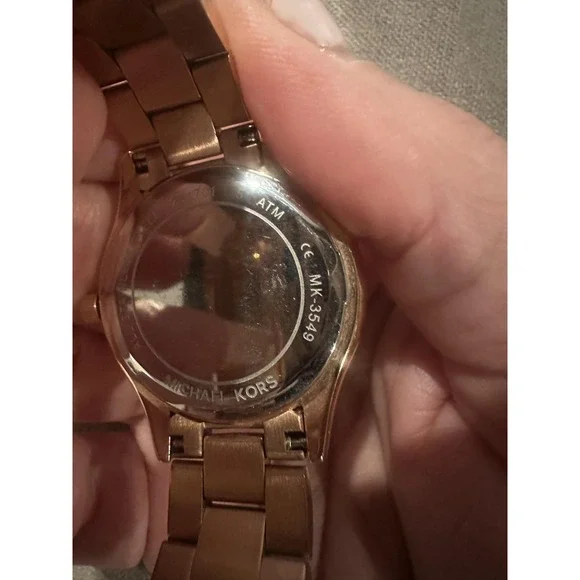 Michael Kors MK-3549 Watch Rose Gold Logo Dial Crystal 5 ATM Stainless SteelRARE - Picture 8 of 10